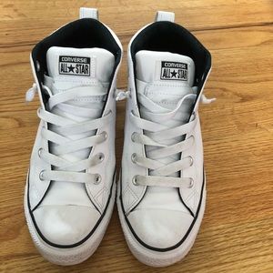 Converse white leather street mid sneakers